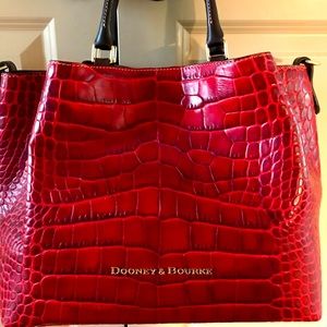 Dooney and Bourke Red Croco Embossed Barlow